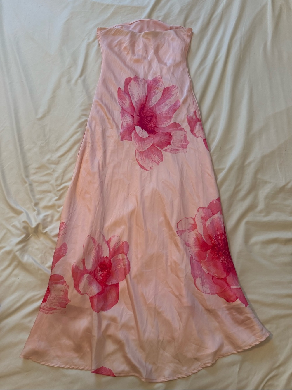 TRIXXI | Strapless Pink Floral Summer Vacation Maxi Dress | L - Picture 3 of 4